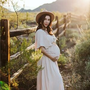 Elegant Beige Women's Maternity Dress